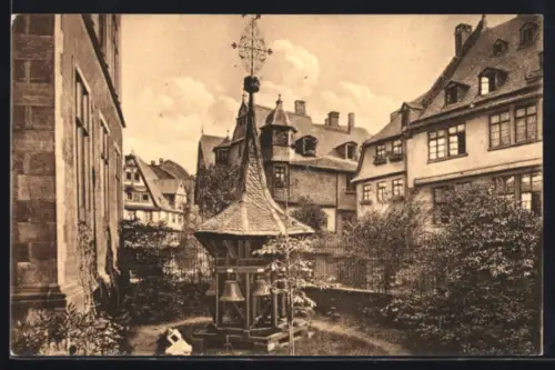 AK Frankfurt a. M., Städtisches Historisches Museum, Hütchen an der Schmidtstube