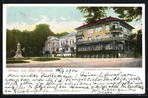 AK Bad Pyrmont, Kaiserplatz mit Kriegerdenkmal