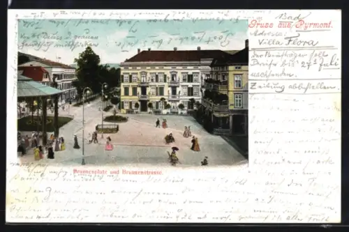 AK Bad Pyrmont, Brunnenplatz, Brunnenstrasse