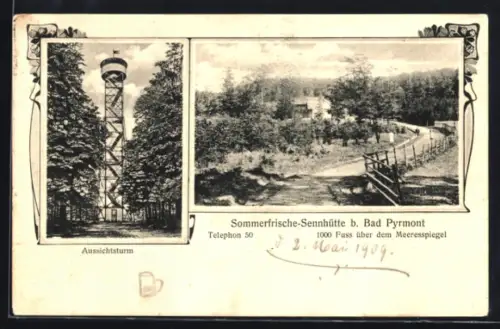 AK Bad Pyrmont, Aussichtsturm, -Sennhütte