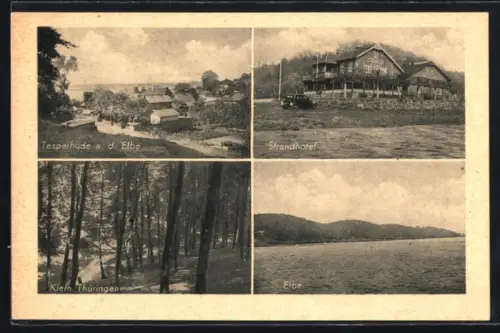 AK Tesperhude a. d. Elbe, Strandhotel, Klein Thüringen, Elbe