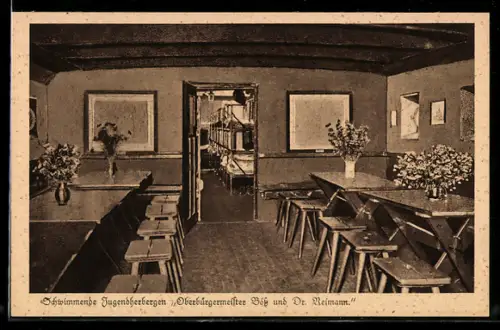 AK Schwimmende Jugendherberge Oberbürgermeister Böss und Dr. Reimann, Innenansicht