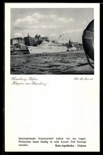 AK Passagierschiff Wappen von Hamburg im Hamburger Hafen festgemacht
