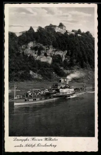 AK Raddampfer Kaiser Wilhelm auf der Weser unter Schloss Fürstenberg