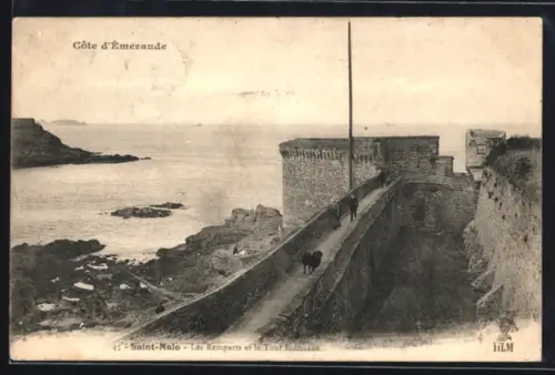 AK Saint-Malo /Cote d`Emeraude, Les Remparts et la Tour Bidouane