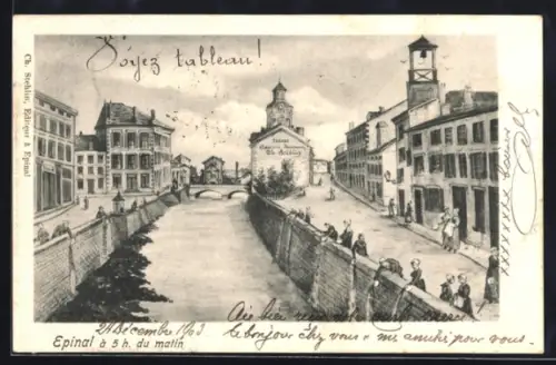 Künstler-AK Epinal, Epinal à 5 h. du matin