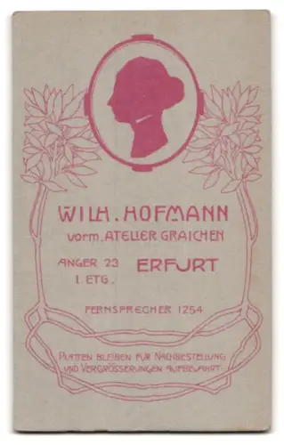 Fotografie Wilh. Hofmann, Erfurt, Anger 23, Porträt einer sitzenden Dame