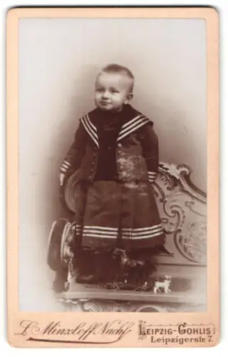 Fotografie L. Minzloff Nachf., Leipzig-Gohlis, Leipzigerstr. 7, Karl Kunath mit Pferde- und Hundespielzeug