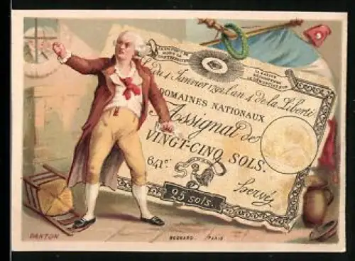 Sammelbild Gestikulierender Danton vor einem Sou-Schein