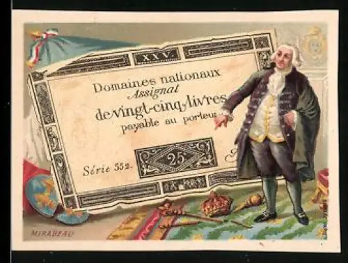Sammelbild Mirabeau neben einem Livre-Schein
