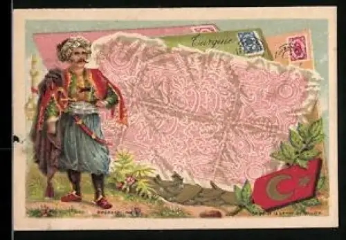 Sammelbild Eleganter Mann mit Säbel neben einem Geldschein