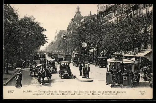 AK Paris, Perspective du Boulevard des Italiens prise du Carrefour Drouot