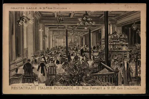 AK Paris, Restaurant Italien Poccardi, Grande Salle, 9 Boulevard des Italiens