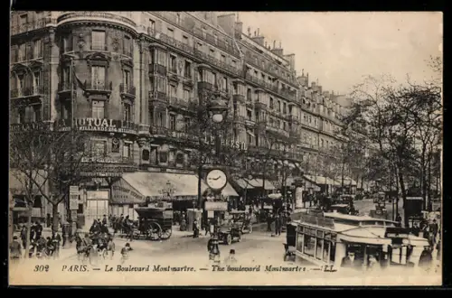 AK Paris, Le Boulevard Montmartre avec animation urbaine et tramway