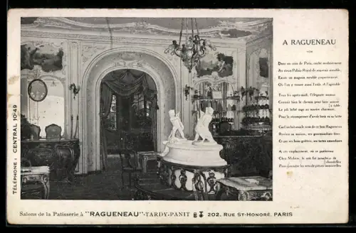 AK Paris, Pâtisserie Ragueneau avec décor élégant et sculptures, 202, Rue St.-Honoré