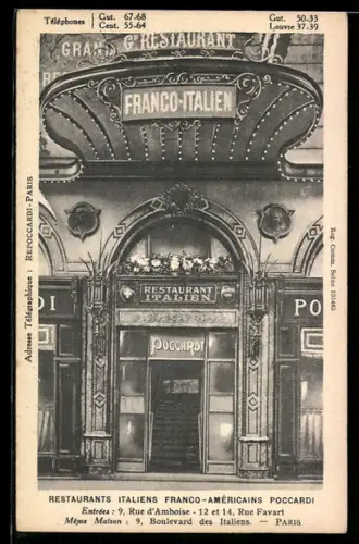 AK Paris, Restaurant Franco-Italien Poccardi, 9, Rue d`Amboise