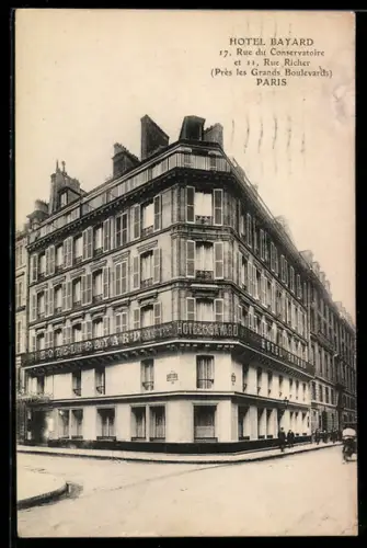 AK Paris, Hotel Bayard, 17, Rue du Conservatoire et 11, Rue Richter