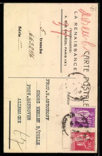 AK Paris, La Renaissance, Vozrojdenie, 2, Rue de Sèze