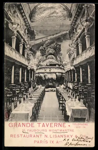 AK Paris, Intérieur de la Grande Taverne, 16 Faubourg Montmartre