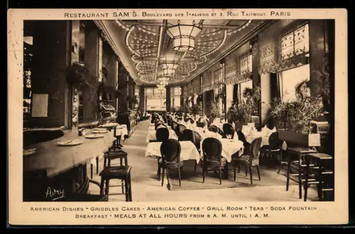 AK Paris, Intérieur du Restaurant Sam`s, Boulevard des Italiens et Rue Taitbout