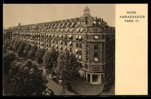 AK Paris, Hôtel Ambassador, vue du boulevard Haussmann