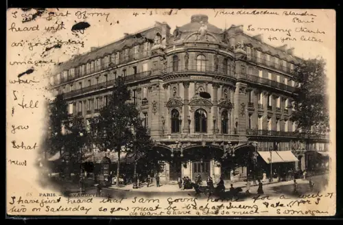 AK Paris, Théâtre du Vaudeville et rue animée
