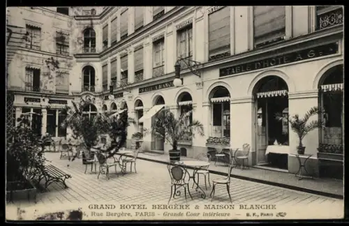 AK Paris, Grand Hôtel Bergère & Maison Blanche, Grande Cour intérieure