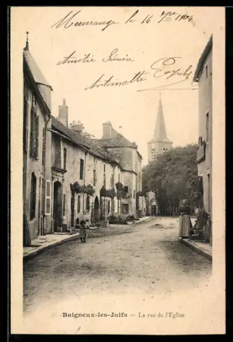 AK Baigneux-les-Juifs, La rue de l`Eglise