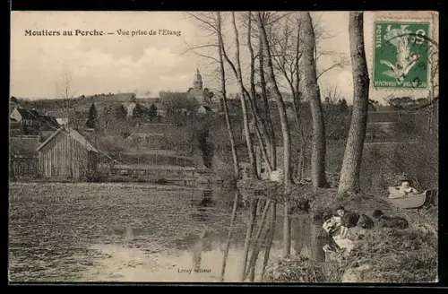 AK Moutiers au Perche, Vue prise de l`Etang, Waschfrau