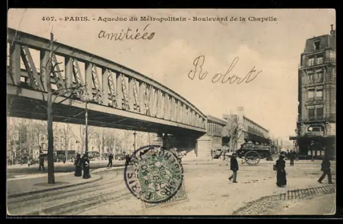 AK Paris, Aqueduc du Metropolitain, Boulevard de la Chapelle