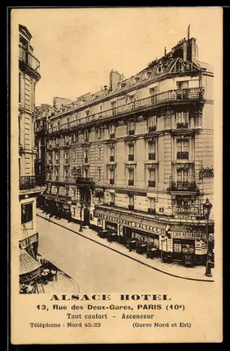AK Paris, Alasce Hotel, 13, Rue des Deux-Gares