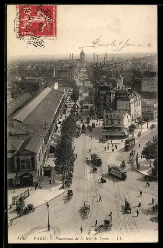 AK Paris, Panorama de la Rue de Lyon