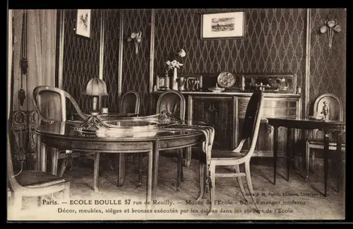 AK Paris, Ecole Boulle, 57, Rue de Reuilly, Musée de l`Ecole, Salle à manger moderne