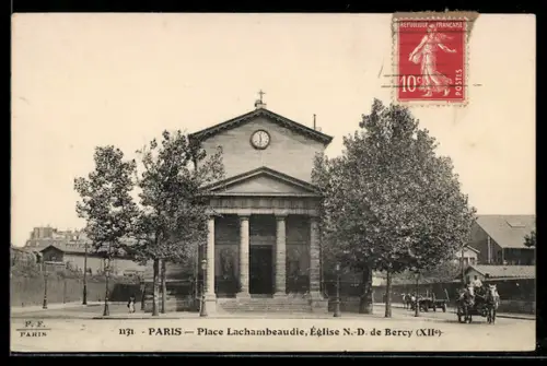 AK Paris, Place Lachambeaudie, Église N.-D. de Bercy
