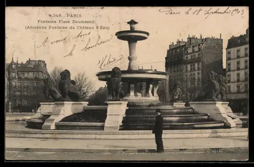 AK Paris, Fontaine Place Daumesnil, Ancienne Fontaine du Château d`Eau