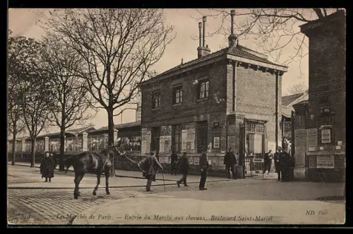 AK Paris, Entrée du marché aux chevaux, Boulevard Saint-Marcel, Eingang zum Pferdemarkt