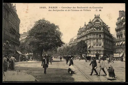 AK Paris, Carrefour des Boulevards de Courcelles des Batignolles et de l`Avenue de Villiers