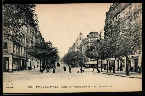 AK Paris, Avenue de Wagram prise de la Rue de Courcelles