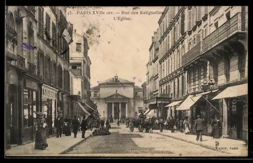 AK Paris, Rue des Batignolles, L`Église
