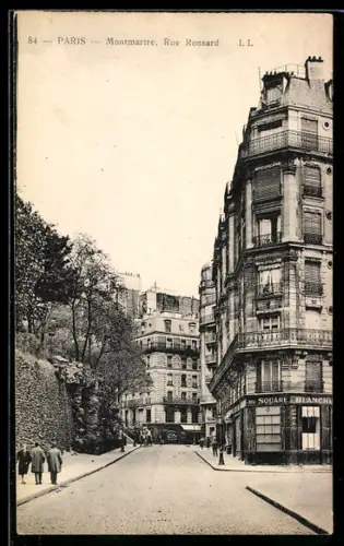 AK Paris-Montmartre, Rue Ronsard et immeubles adjacents