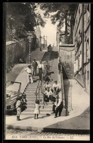 AK Paris, La Rue du Calvaire