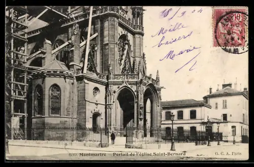 AK Paris, Montmartre, Portail de l`église Saint-Bernard