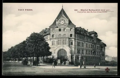AK Paris, Hôpital Rothschild, Vue prise des Buttes-Chaumont