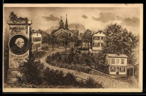 AK Paris, Vue du quartier avec église et maisons autour du Deutscher Hügel