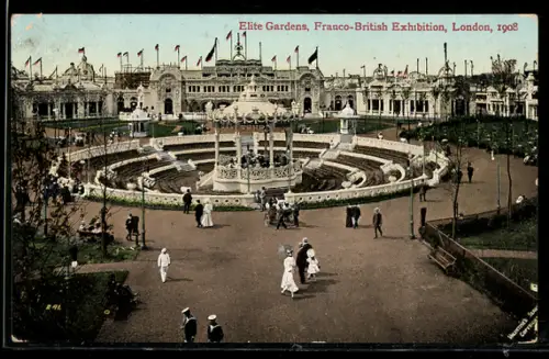 AK London, Franco-British Exhibition 1908, Elite Gardens