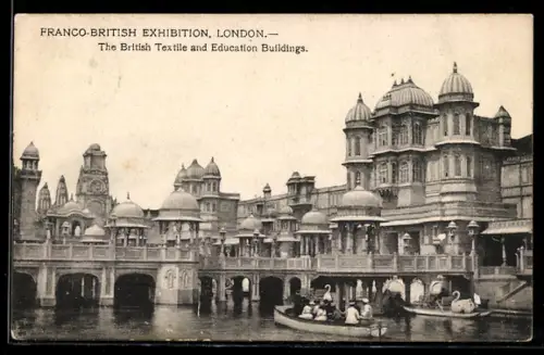AK London, Franco-British Exhibition, The British Textile and Education Buildings