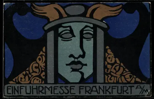 AK Frankfurt a. M., Intern. Einfuhrmesse 1919, künstleriche Figur, Ausstellung