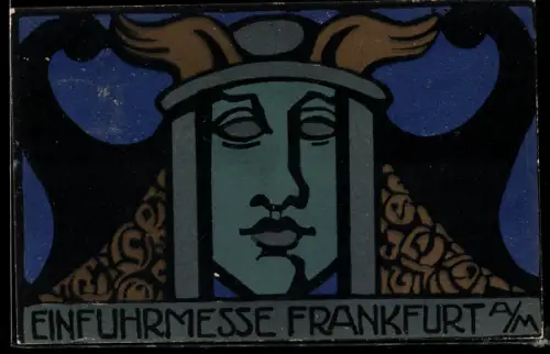 AK Frankfurt a. M., Intern. Einfuhrmesse 1919, künstleriche Figur, Ausstellung