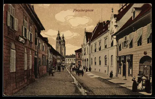 AK Hermannstadt, Blick in die Fleischergasse