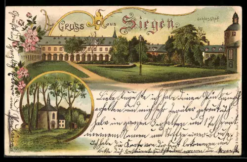 Lithographie Siegen, Schlosshof, Eremitage